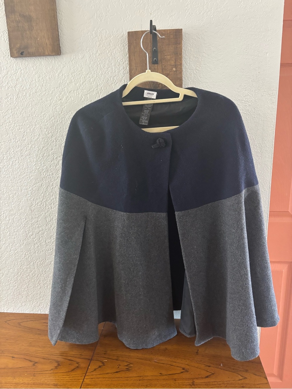Armani Collezioni Navy and Gray Colorblock Cape